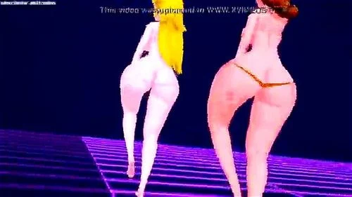 peach, big tits, mario, striptease