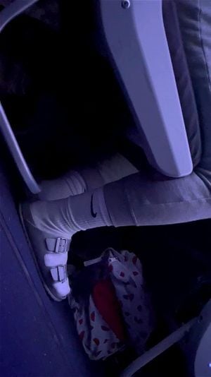 Girl Candid Nike Sock Shoeplay on Plane