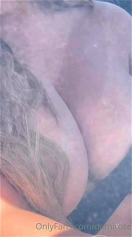 Busty Beauty babe teasing you with hand bra