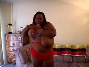 Ebony BBW with awesome tits strip and POV