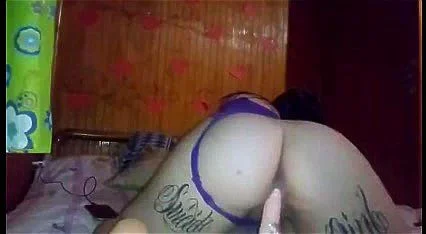 blue lingerie, big ass, dildo masturbation, latina