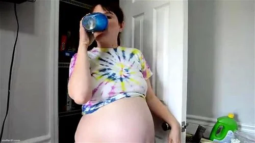 pregnant belly stuffing, brunette, fetish, pregnant