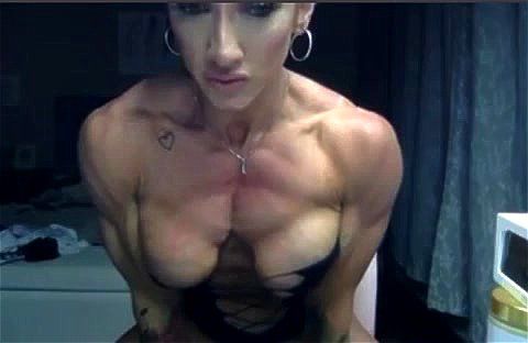 big tits, muscle girl cam, flexing muscles, amateur