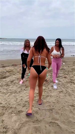 Amateur girls dancing at beach
