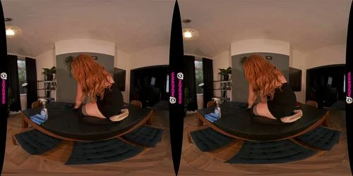vr, redhead, virtual reality, masturbation