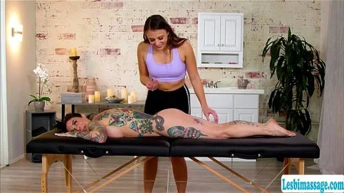 massage, big tits, lesbian, tattoo