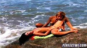 Lesbian couple at the beach