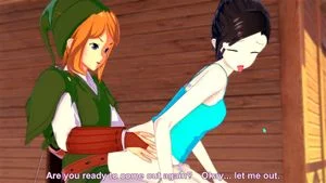 Link and Wii Fit Trainer Beach Scene