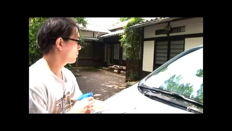 Husband washing the car.