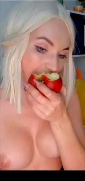 feeling hungry to see beautiful women eating fruit