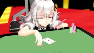Miku and the Voiceroids cumming in a Poker Game