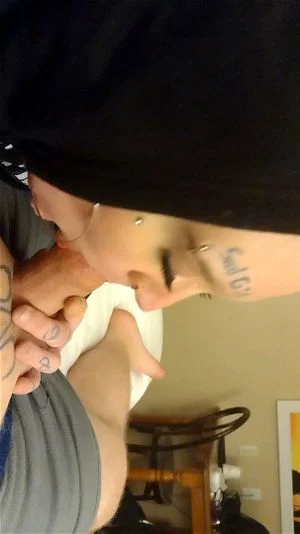 Goth chick swallows dick