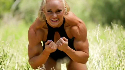 blonde, muscle babe muscular, babe, muscle babe