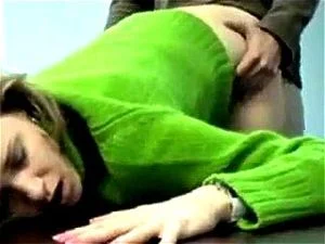 Green Sweater Office Fuck