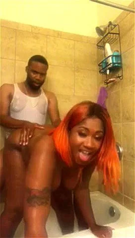 ebony, mature, big ass, shower