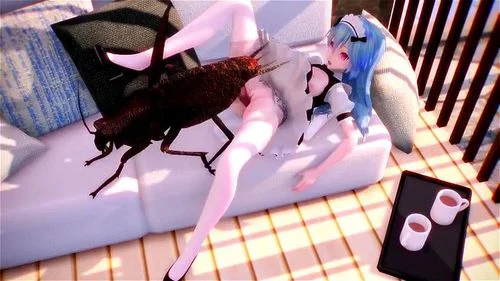 mmd, brunette, insect, bbw