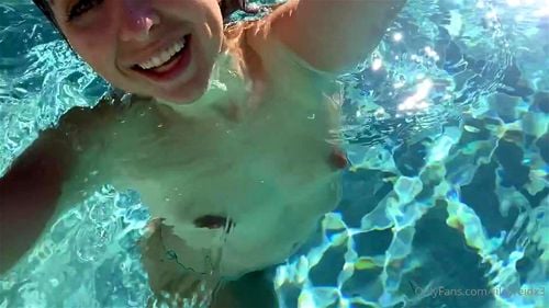 outdoors, Riley Reid, brunette, pool