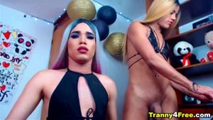 Playful Tranny Duo Pleasure Each Other