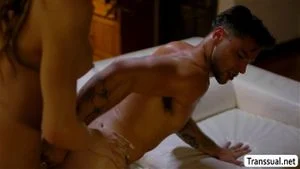 Slut Tbabe fucks the tight ass of her new guy lover so hard