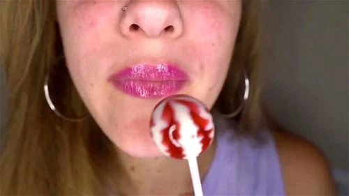 asmr, brunette, lollypop, lips