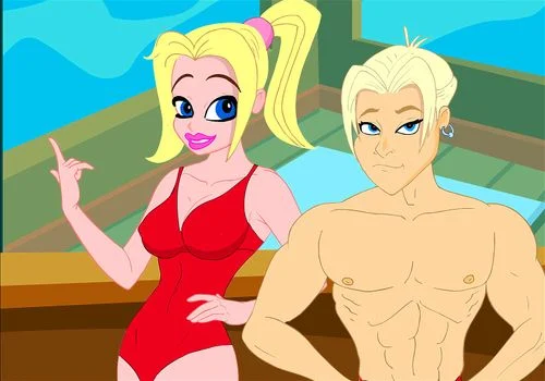 blonde, swimsuit, 2000s, cartoon