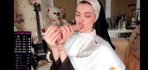 amateur, blowjob, nun outfit, big dick