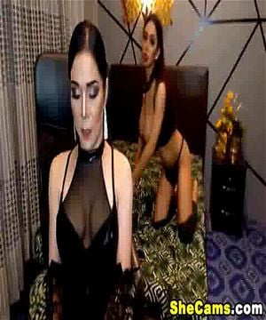 Two Adorable Flirty Tranny Blow and Fuck Live