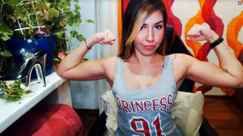 muscle girl, muscle, biceps bouncing, solo