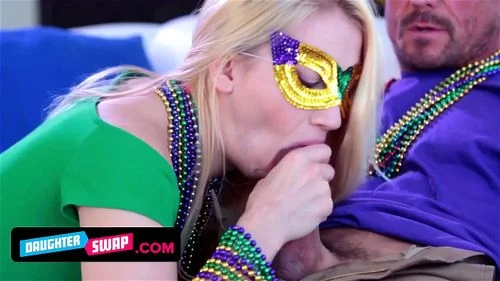 Daughter Swap - Hot Besties Gets Drilled By Stepdads on Mardi Gras