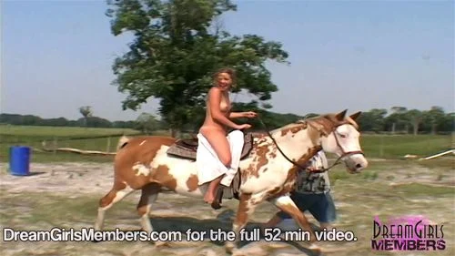 College Hottie Rides A Horse Naked