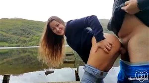 ajx amateur creampie outside with a stranger in the lake