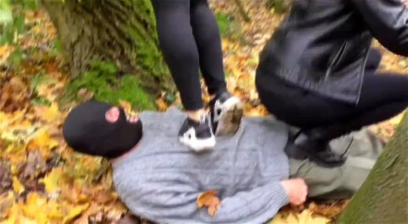 Femdom s dominate slaves outdoor Femdom s dominate slaves outdoor