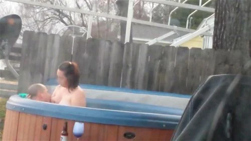 chubby boobs, hiden camera, hot tub, neighbors wife