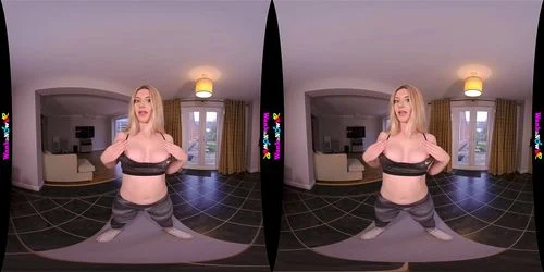 instructor, yoga, virtual reality, big tits