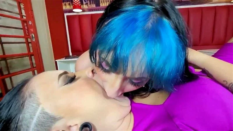 Lesbians tongue kissing and sucking