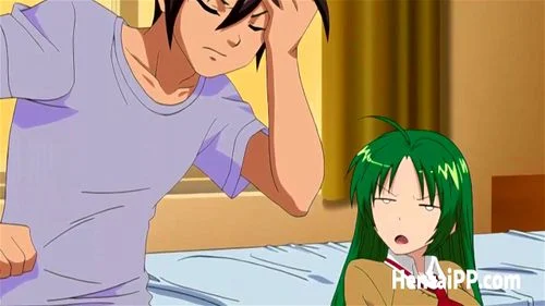 blowjob, anime hentai, green hair, hentai sex