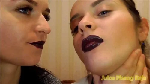 Lesbian lipstick kisses