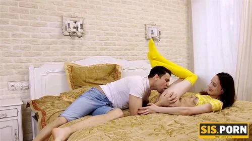 SIS&period;PORN&period; Nasty girl in yellow stockings has twat humped by stepbrother