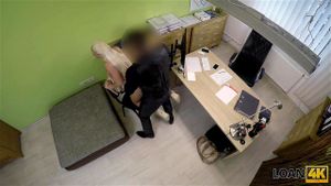 LOAN4K. Agent gives blonde some money for on-line shop with lingeri