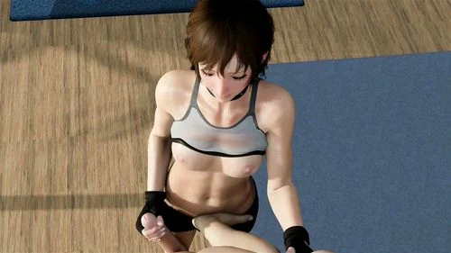 gym, hentai, brunette, small tits