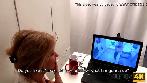 TUTOR4K&period; Man puts professor down on her knees for blowjob and fucks her: Porn