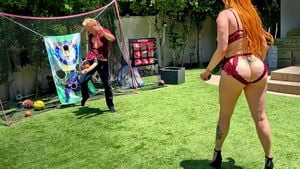 Big Ass Redhead Milf Plays Dick Ball With Step Son's Huge White Cock