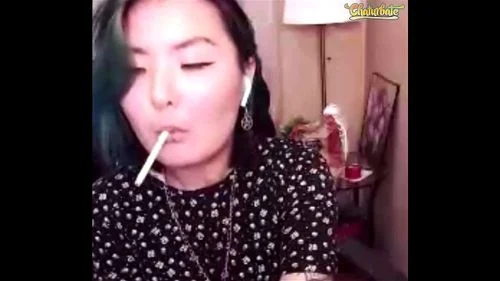 smoking, smoking asian, asian, camgirl
