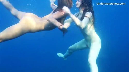 lesbo, big tits, petite, underwatershow