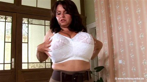 milf, huge boobs, milena velba, trying on bras