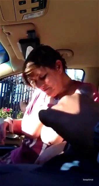 MARRIED WIFE 56 YEAR OLD TRUDI IN A BLACK GUY'S CAR SHE MET ON TWITTER