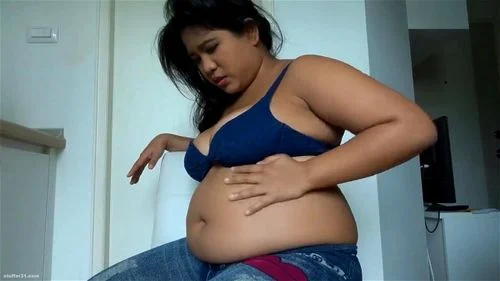 belly stuffing, navel, asian, bbw big tits