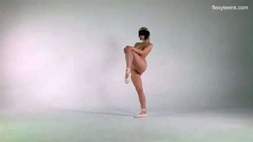 brunette gymnast, nude dancer, acrobatics, stretched legs