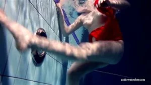 Russian teenie Lucie goes underwater swimming