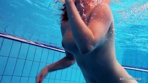 Big tits Katrin bouncing and floating underwater